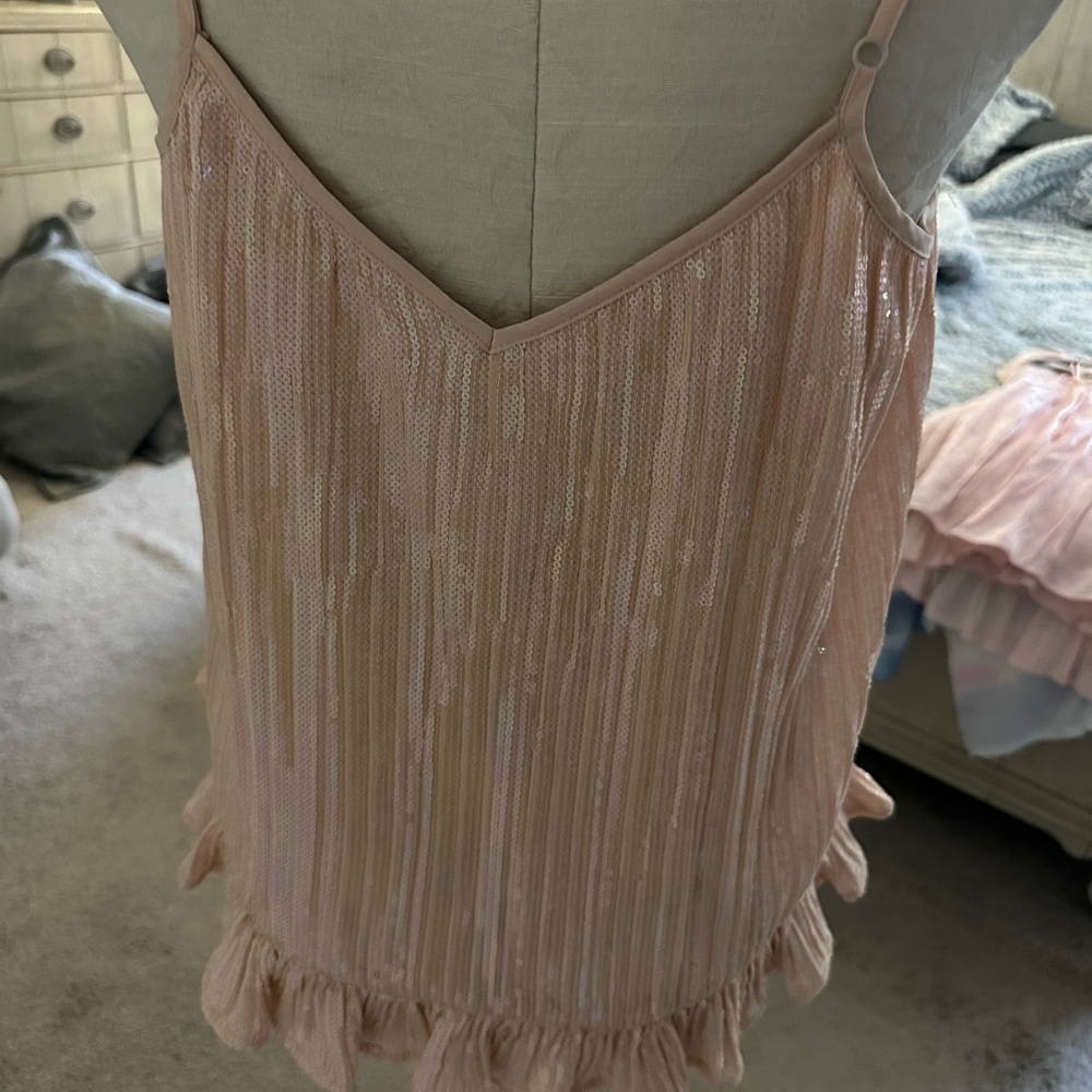 Anthropologie Peach Sequin Top - Picture 2 of 3